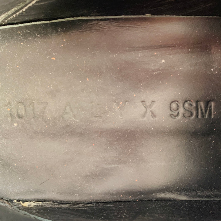 1017 ALYX 9SM Size 8 Black Silver Leather Slip On Loafers