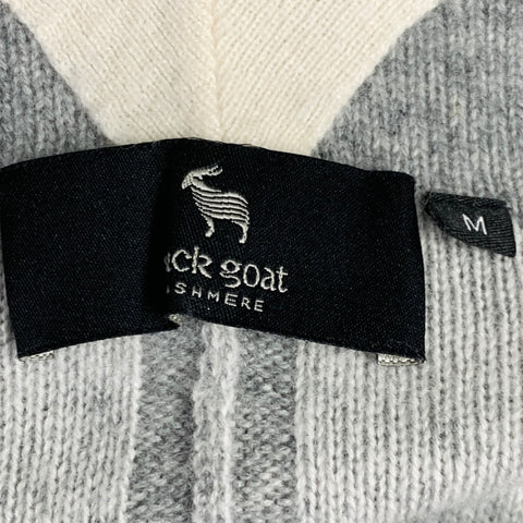 BLACK GOAT Size M Grey Cream Cashmere Stripe Open Front Cardigan