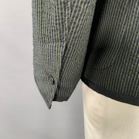 MAISON KITSUNE Size 42 Black Green Seersucker Cotton Sport Coat