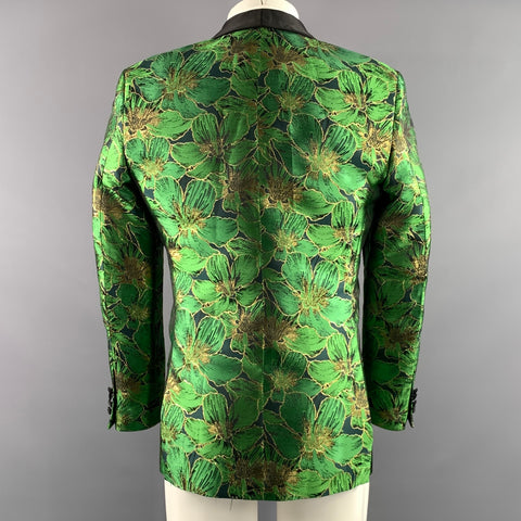STATEMENT Chest Size 38 Green Gold Jacquard Wool Shawl Collar Sport Coat