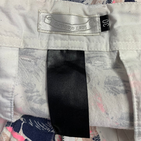 OXFORD LADS Size 30 Tan Pink Leaves Cotton Blend Flat Front Shorts