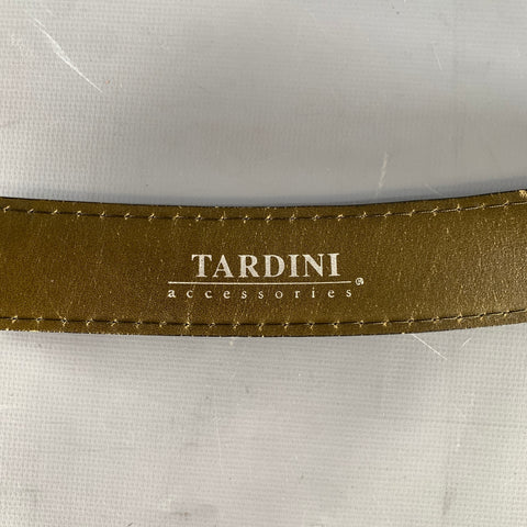TARDINI Size 38 Black Crackled Leather Belt