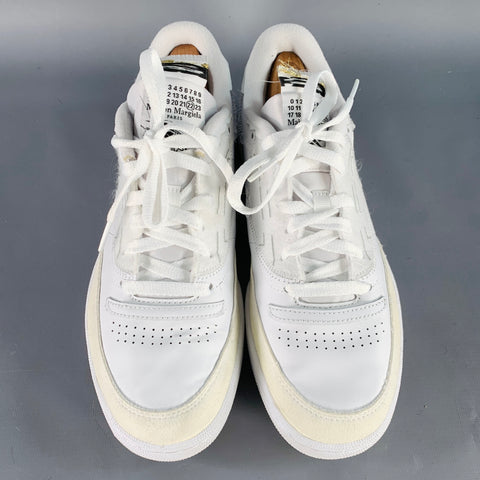 REEBOK x MAISON MARGIELA Size 9 White Cream Leather Lace-Up Low Top Sneakers