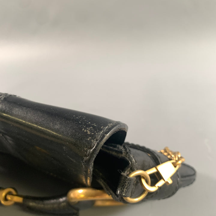 GUCCI Black Gold Horsebit Leather Clutch Shoulder Handbag