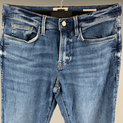 FRAME Size 31 Blue Distressed Cotton Elastane Jeans