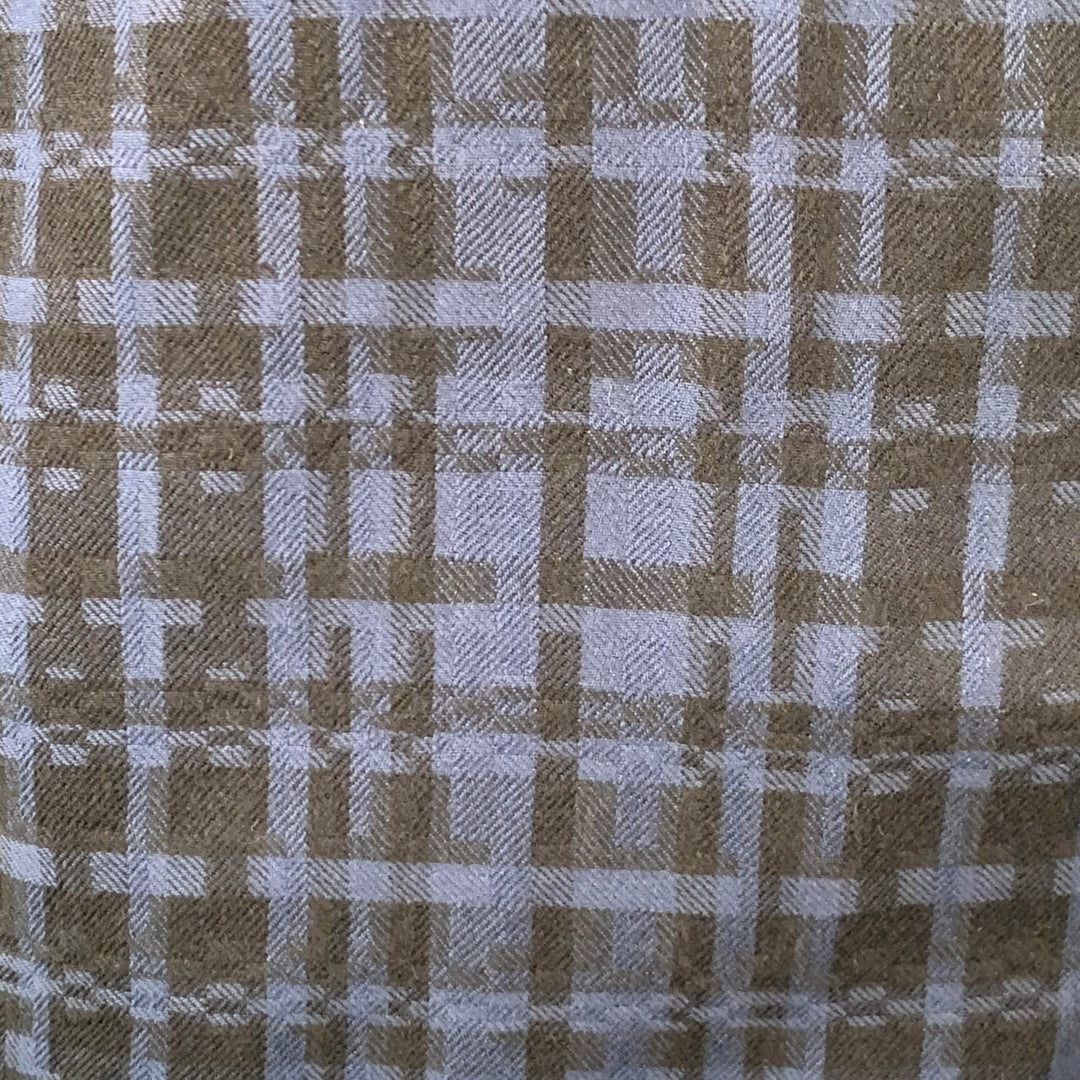 WOOLRICH Size XL Navy Black Plaid Cotton One Pocket Long Sleeve Shirt