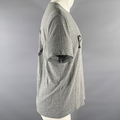 JOHN VARVATOS Size L Grey Graphic Polyester Blend T-shirt