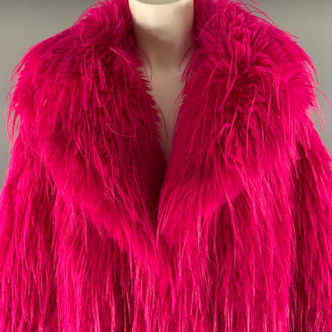 JAYLEY COLLECTION Size M Pink Fuchsia Modacrylic Faux Fur Cropped Coat