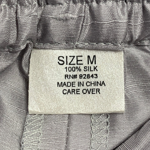 VINTAGE Size M Silver Grey Silk Elastic Waistband Casual Pants