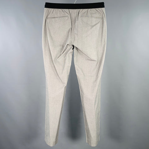 NUMBER M Size 32 Grey Black Plaid Cotton Blend Elastic Waistband Casual Pants