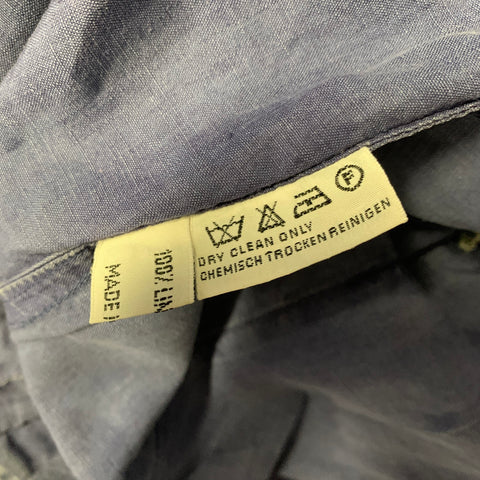 THIERRY MUGLER Size 40 Blue Distressed Linen Cropped Jacket