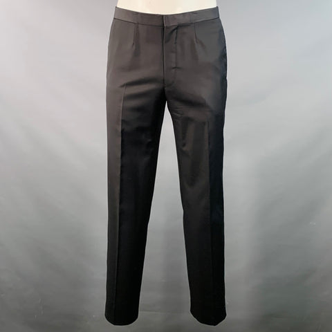 ISAIA Size 42 Regular Black Wool Satin Peak Lapel Tuxedo