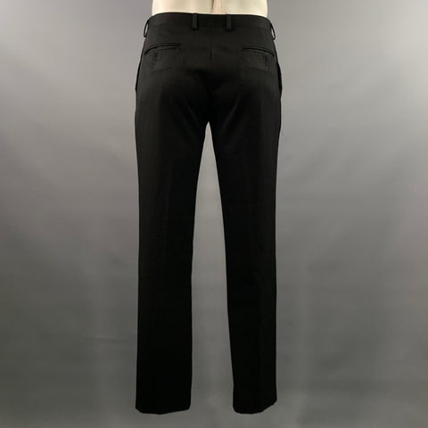 SANDRO Chest Size 42 Black Solid Wool Polyestar Cashmere Notch Lapel 34 Tuxedo