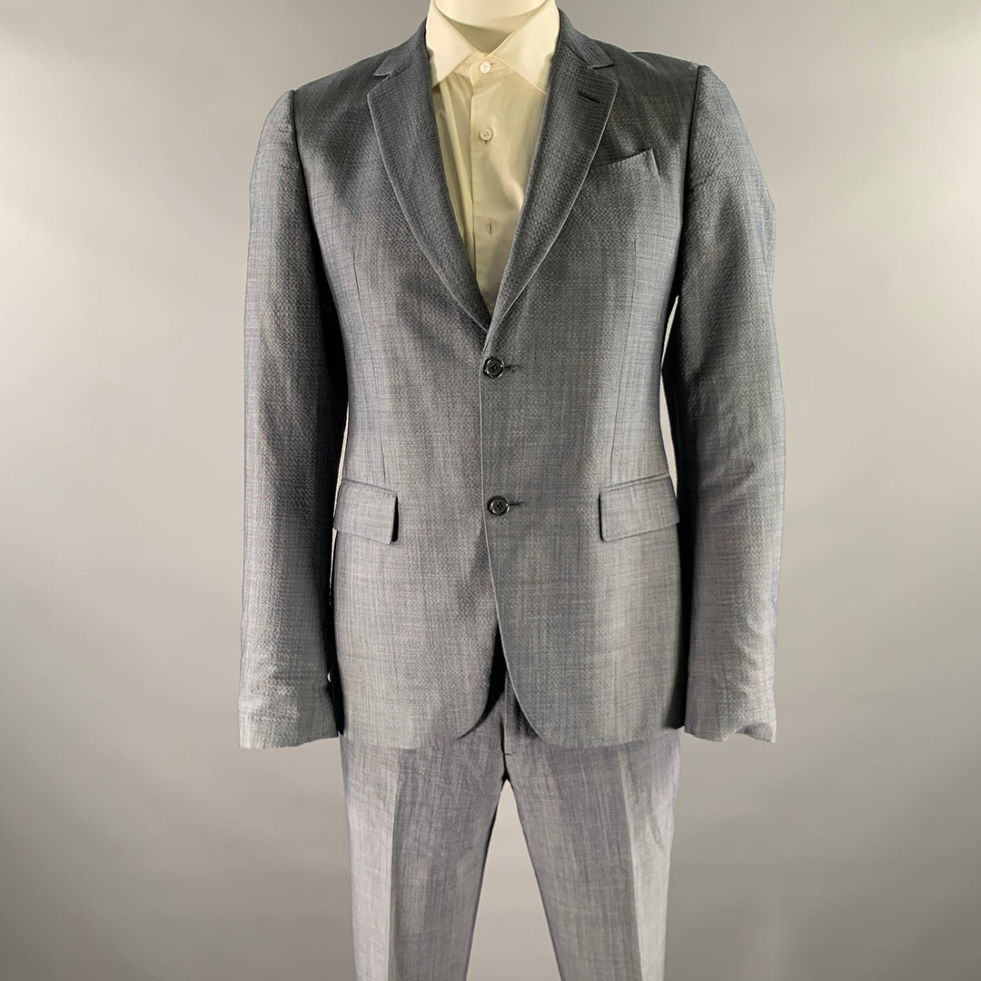 JOHN VARVATOS Size 40 Blue Wool Blend Notch Lapel Suit