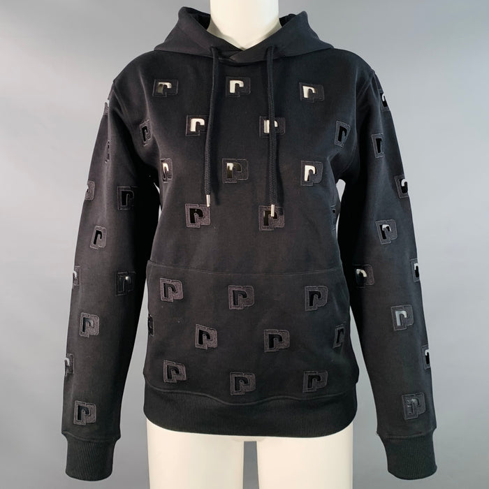 PACO RABANNE Taille S Noir Coton mélangé Pull à capuche avec logo découpé