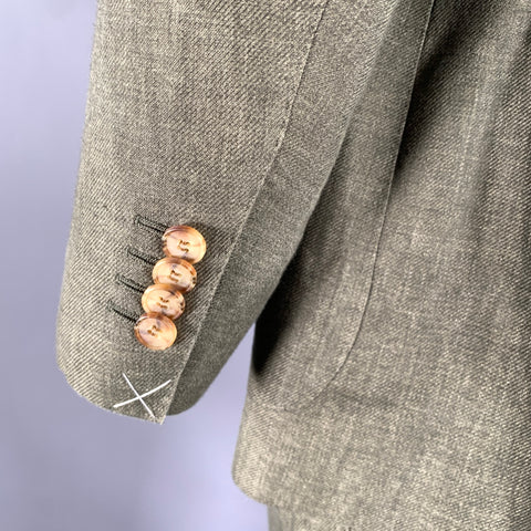 SOLBIATI Size 40 Green Olive Linen Notch Lapel Suit