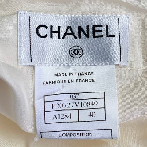 CHANEL Vintage 2003 Size 8 Cream Acetate Blend Ruffled Tulip Below Knee Skirt