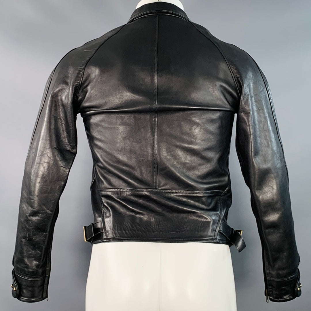 AL'S ATTIRE Size S Black Leather Studs Club Collar Jacket