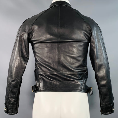 Veste AL'S ATTIRE col club en cuir noir clouté taille S