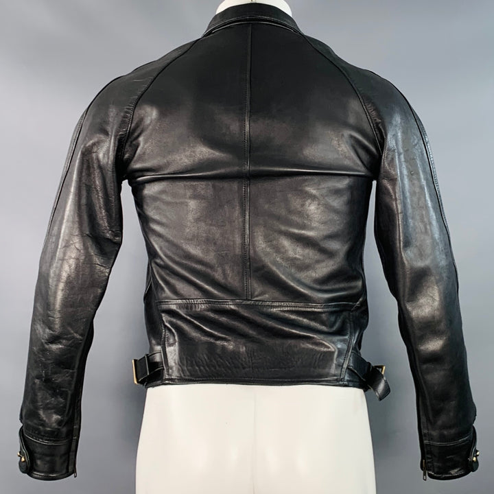 AL'S ATTIRE Size S Black Leather Studs Club Collar Jacket