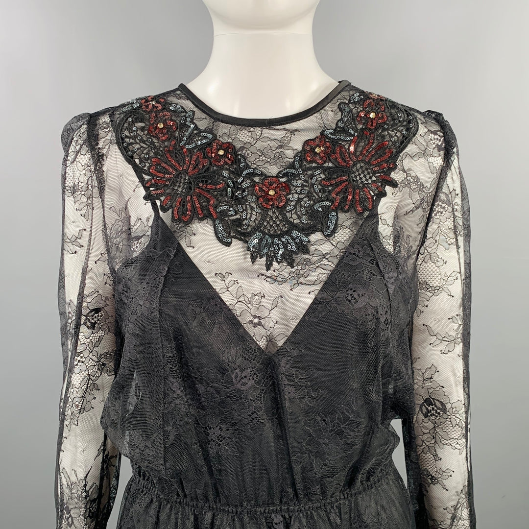MARC JACOBS Size 4 Black Nylon Lace A-Line Dress  Sui Generis Designer  Consignment