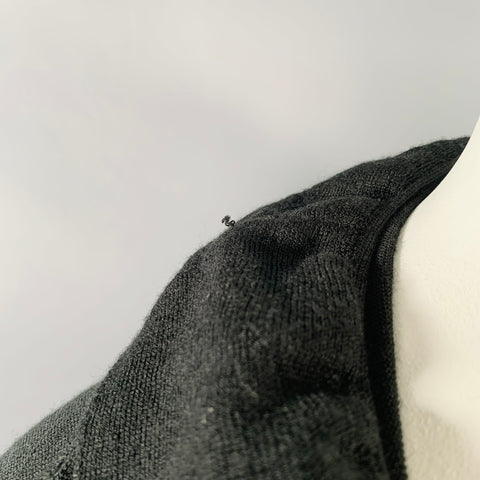 NEIMAN MARCUS Size XL Black Acrylic Wool Ruffled Open Front Cardigan