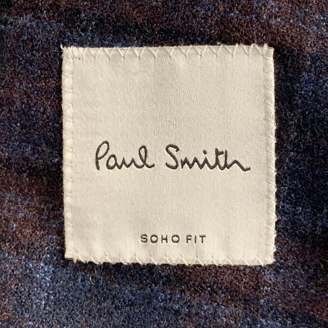 PAUL SMITH Size 42 Regular Navy Brown Plaid Wool Slim Fit Notch Lapel Sport Coat