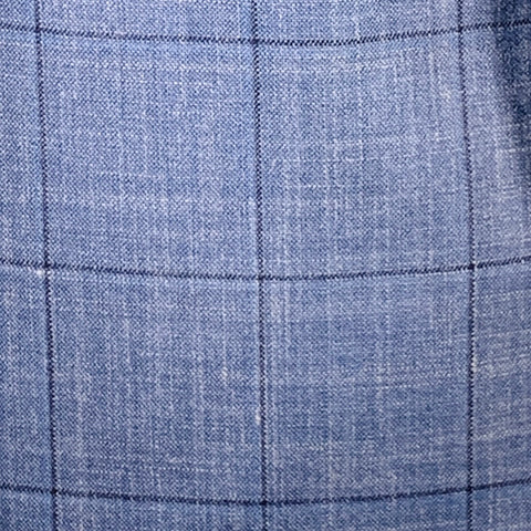 HUGO BOSS Size 40 Blue Black Window Pane Silk Linen Tailored Fit Sport Coat