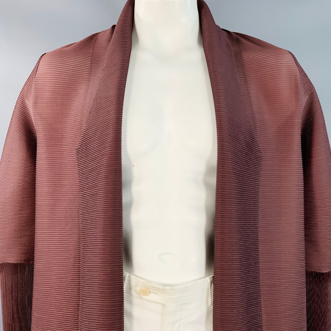RON DAVID STUDIO Size XL Brown Tan Ombre Polyester Open Front Pleated Coat