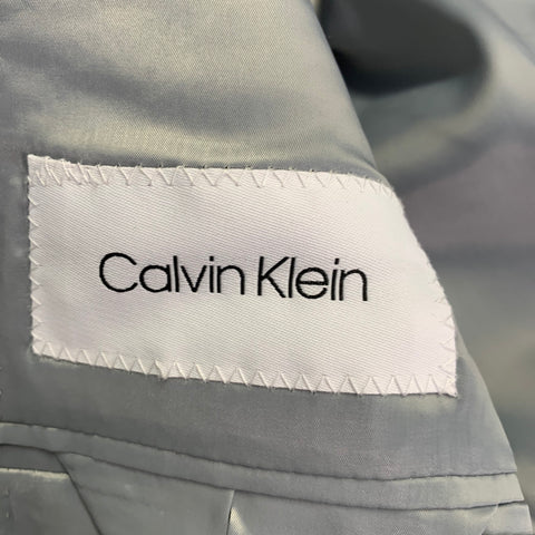 CALVIN KLEIN Size 40 Grey Wool Blend Single Breasted Notch Lapel Suit
