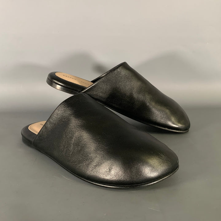 CARVEN Size 10 Black Leather Lambskin Slippers Flats