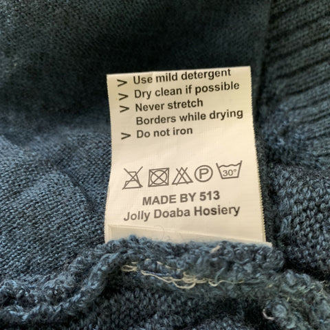 JOLLY DOABA HOSIERY Size XL Blue Teal Knitted Zip Up Jacket
