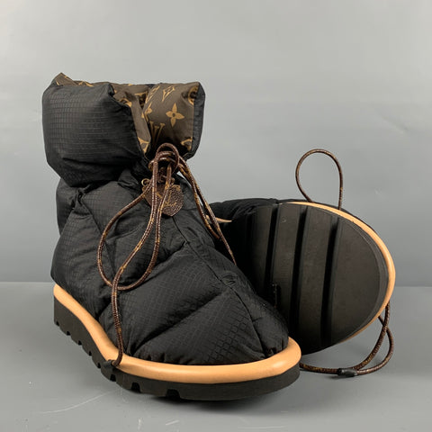 LOUIS VUITTON Taille 8 Bottes monogramme en nylon marron noir