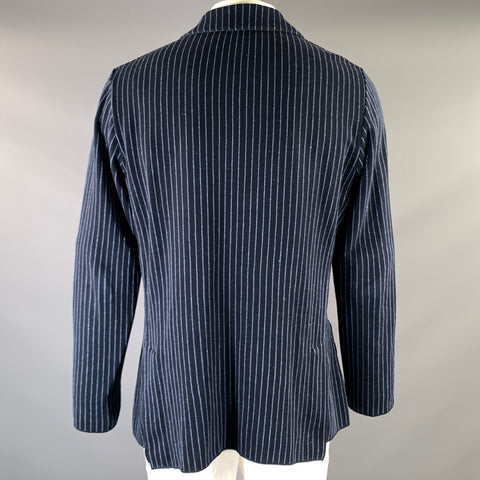 PATRICK ASSARAF Size XL Navy White Pinstripe Linen Cotton Jacket