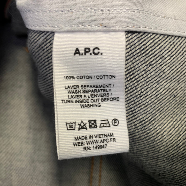A.P.C. Size XL Blue Twill Cotton Denim Button Up Jacket