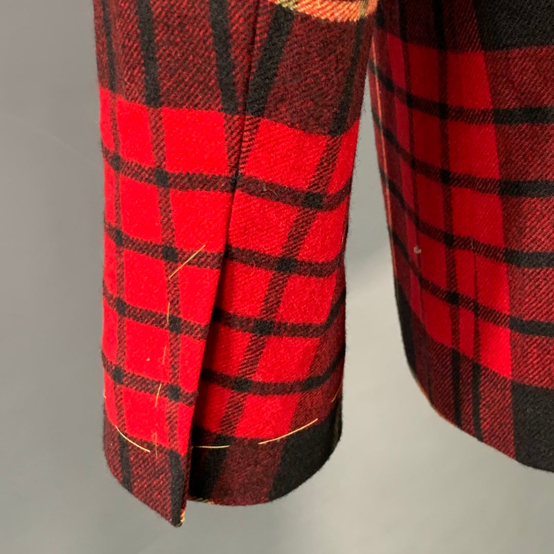 BLACK FLEECE by THOM BROWNE Size 40 Red Black Yellow Plaid Wool Notch Lapel Sport Coat