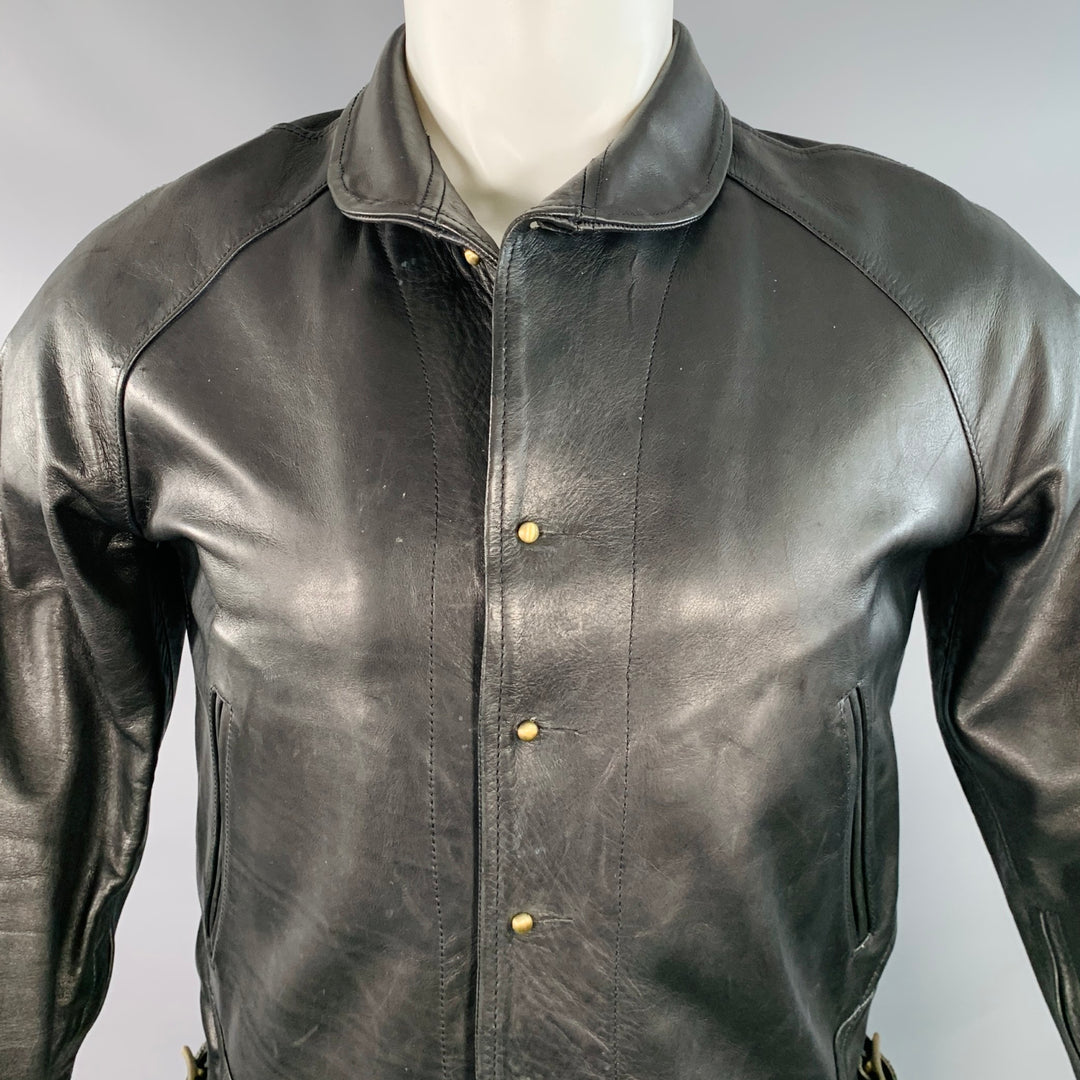 AL'S ATTIRE Size S Black Leather Studs Club Collar Jacket