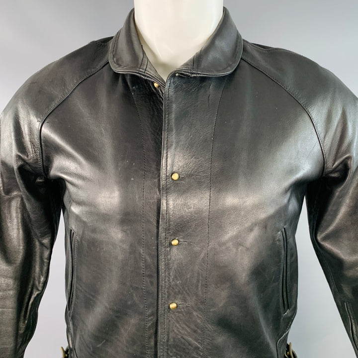 AL'S ATTIRE Size S Black Leather Studs Club Collar Jacket