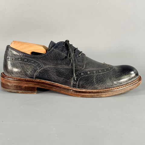 MOMA Size 9 Black Leather Perforated Wingtip Lace-Up Shoes