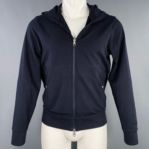 MONCLER Size S Navy Cotton Blend Hooded Jacket