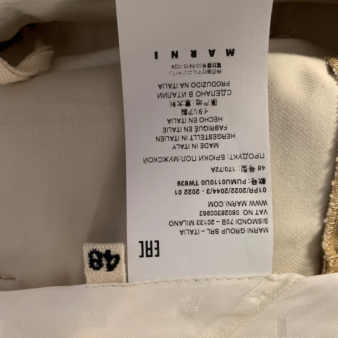 MARNI Size 32 Khaki Wool Button Fly Dress Pants