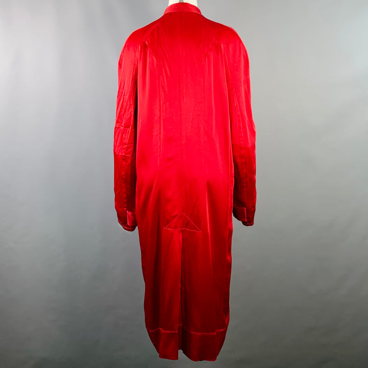 HAIDER ACKERMANN Size S Red Acetate Blend Satin Raglan Sleeve Coat
