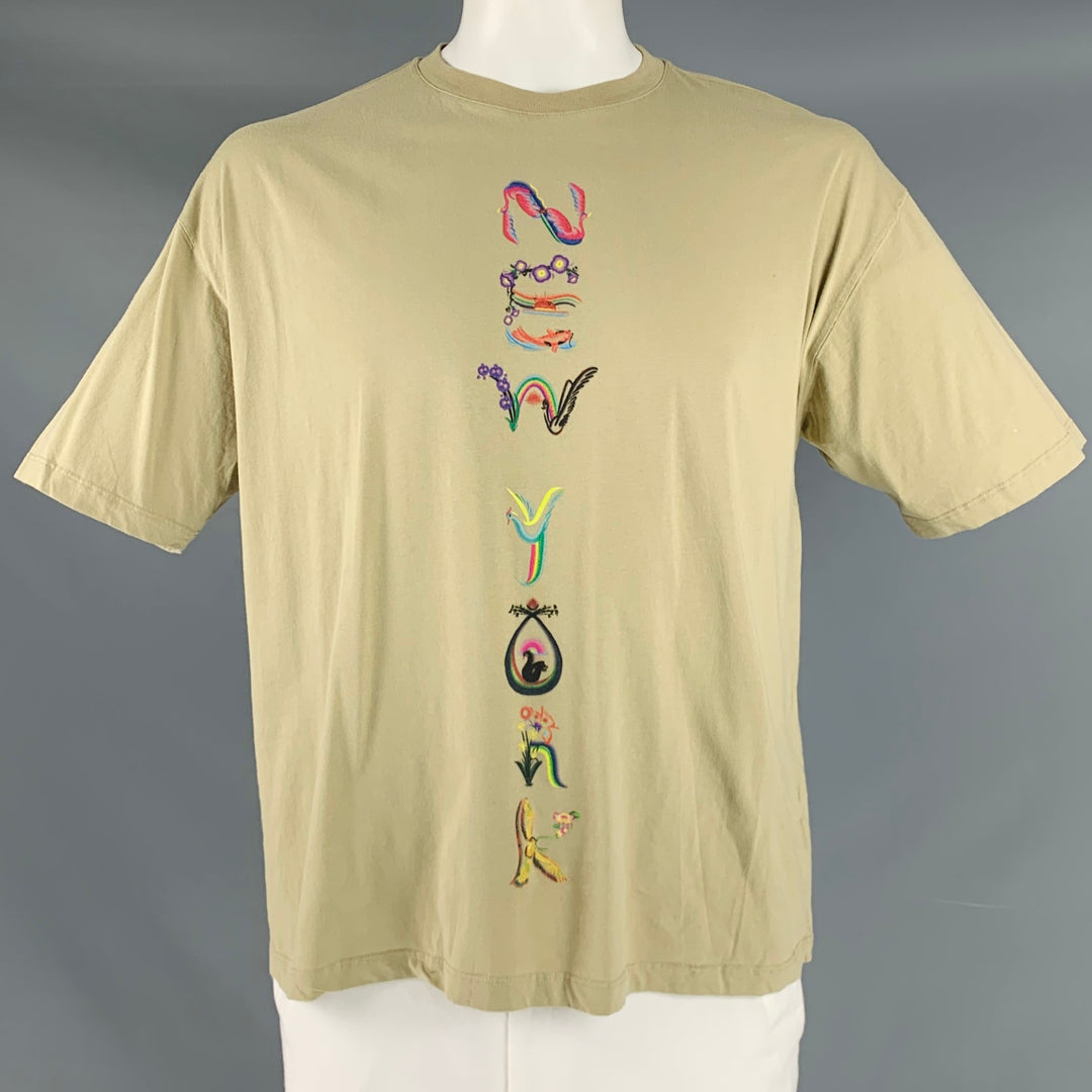 OPENING CEREMONY Size L Taupe New York Graphic Cotton Crew Neck T-shirt