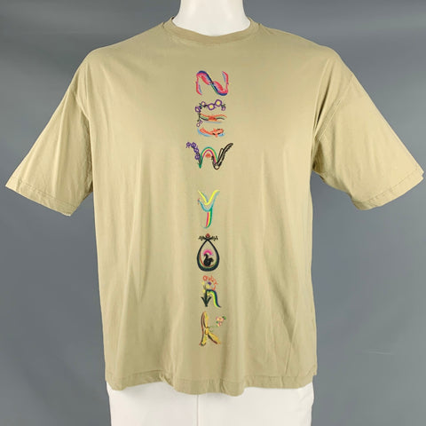 OPENING CEREMONY Size L Taupe New York Graphic Cotton Crew Neck T-shirt