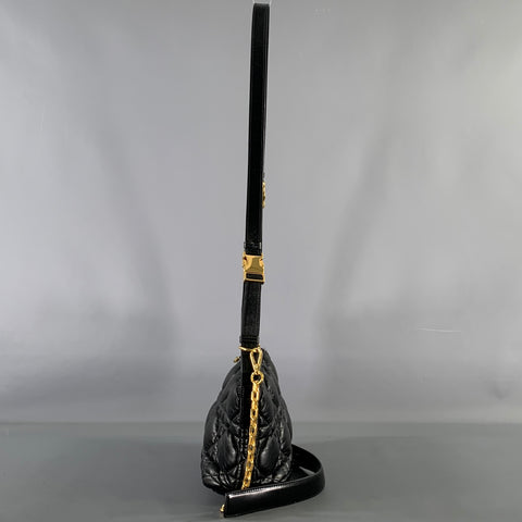 CHRISTIAN DIOR Black Gold Cannage Leather Metal Bag