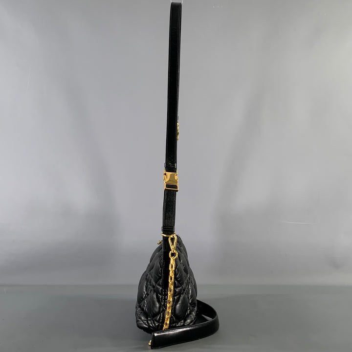 CHRISTIAN DIOR Black Gold Cannage Leather Metal Bag