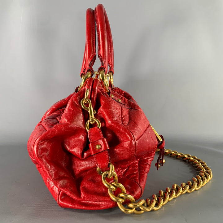 MARC JACOBS Red Quilted Calfskin Leather Purse Handbag