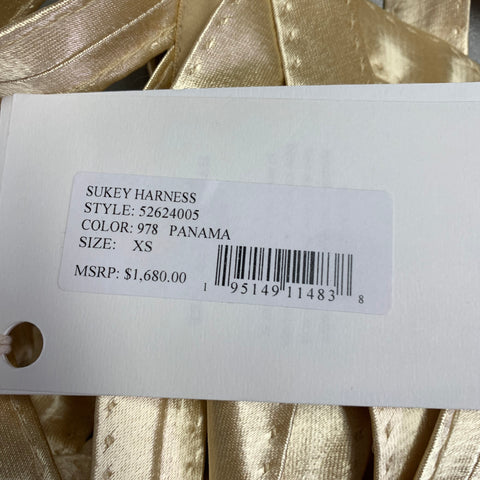 KHAITE Size XS Sukey Gold Viscose Satin Straps Harness Dress Top