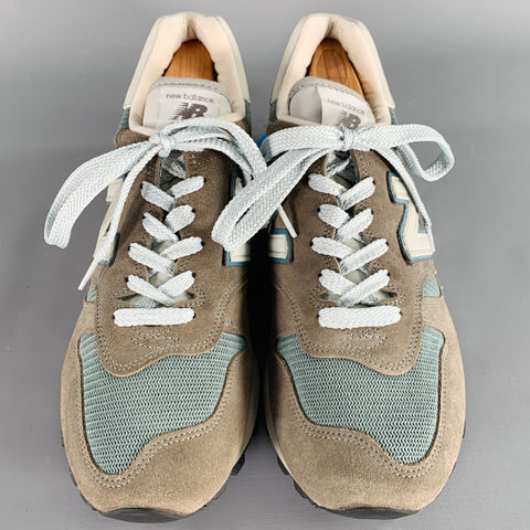 NEW BALANCE Size 9 Grey Blue Mixed Fabrics Suede Mesh Sneakers