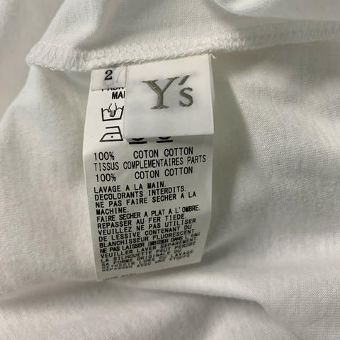 Y's by YOHJI YAMAMOTO Size M White Grey Mixed Fabrics Cotton Crew Neck Pullover